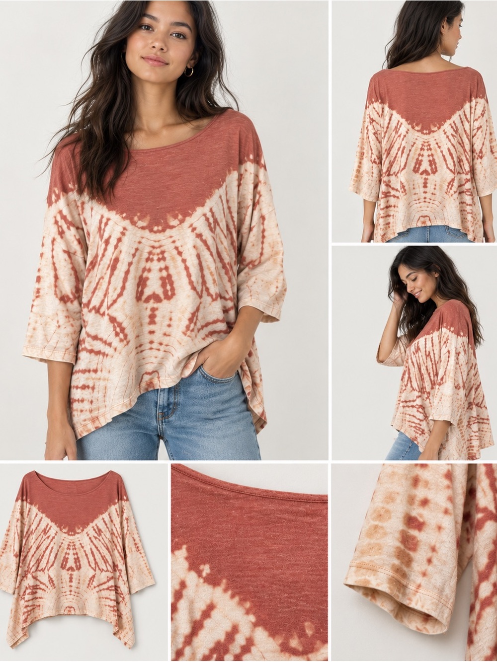 We The Free Free People Tie Dye Oversized Boho Dolman Top S